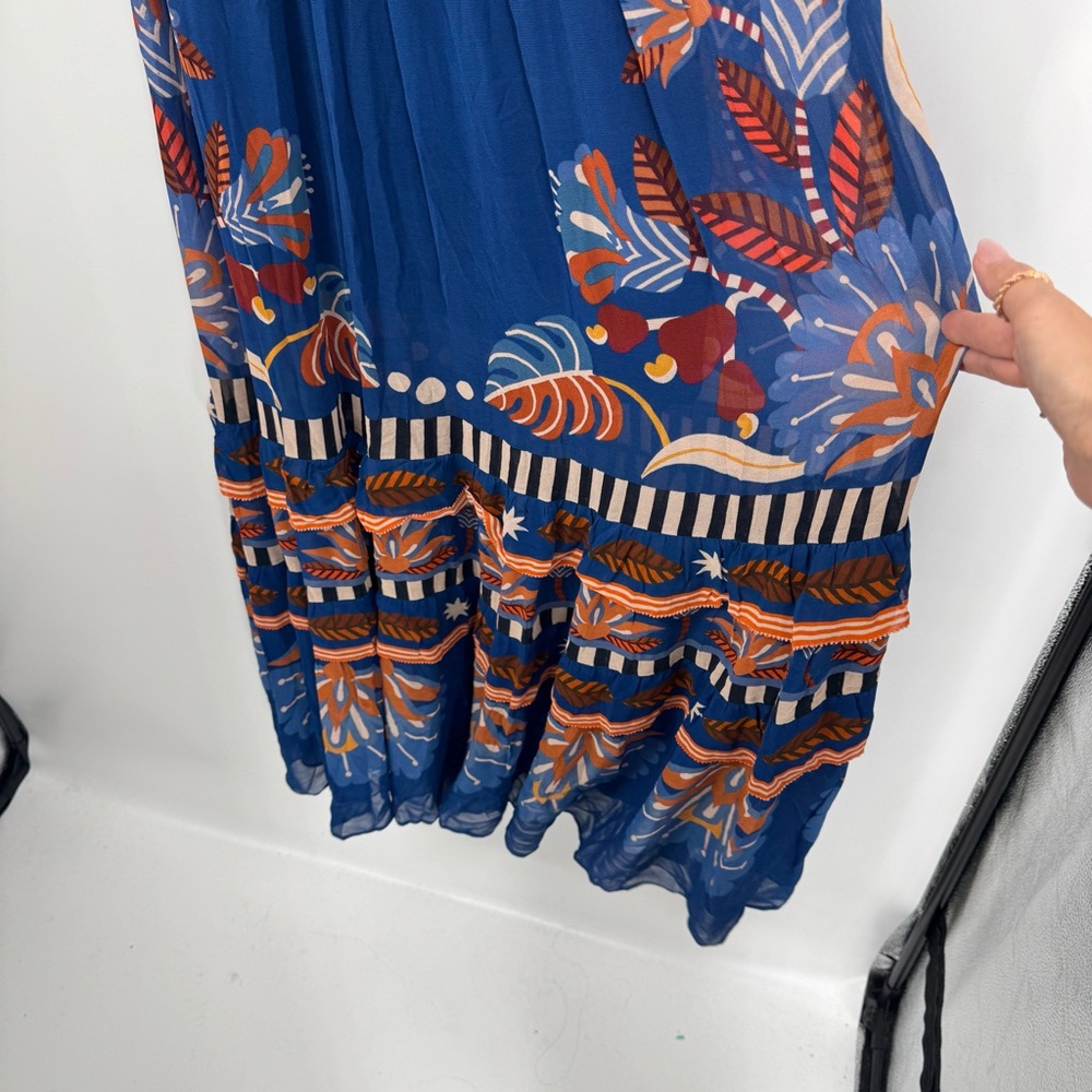 FARM Rio Navy Blue Maxi Dress with Orange & Light Blue Floral Print - Picture 6 of 16
